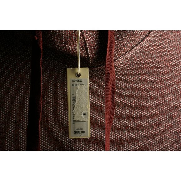 New Max Studio High Low Tunic Hoodie Women's Size L Red Funnel Neck Side Slit - Picture 4 of 10